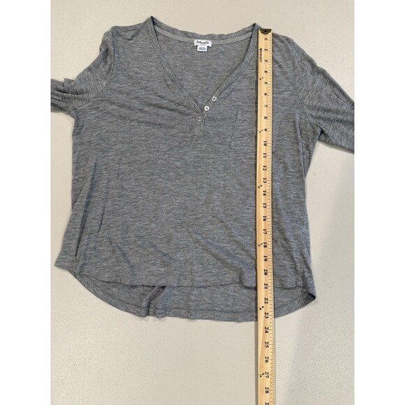 Splendid Top Womens Medium Grey Henley Cotton Stretch Y2K Layer Basic Minimalist - Picture 3 of 5